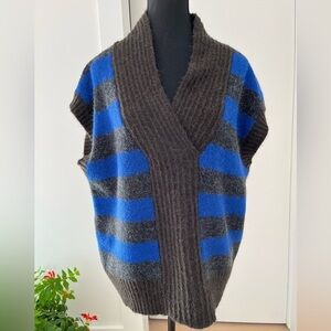 SPANNER Soft Cozy Alpaca Blend Sleeveless Sweater Vest V Neck Stripes Layer